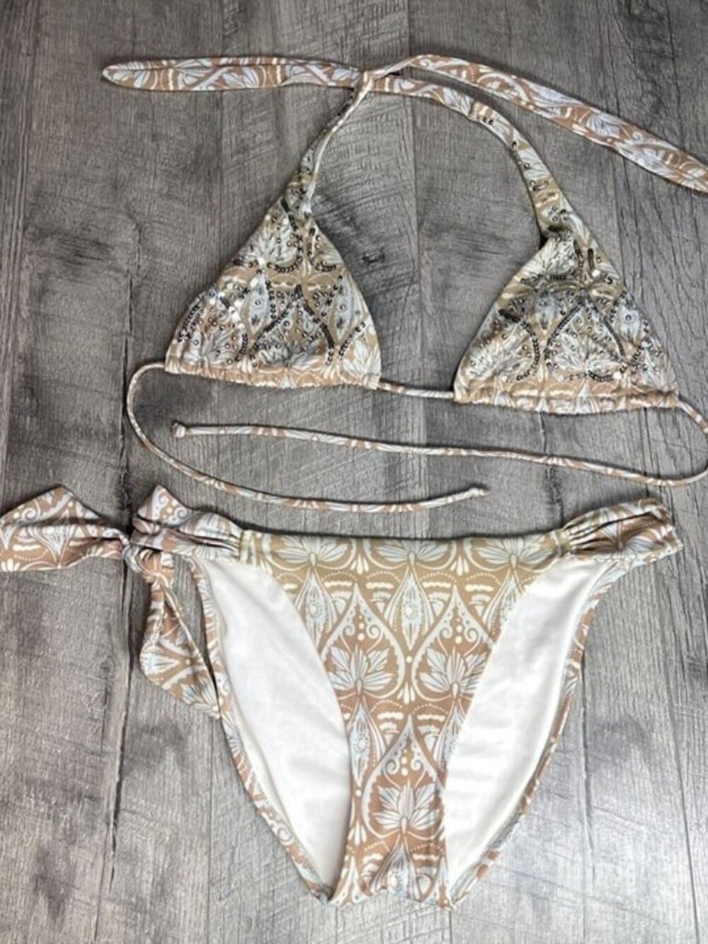Victoria's Secret Swim 2 Pc Bikini Set Medium Bottom & Small Padded Top Sequin - Picture 1 of 12